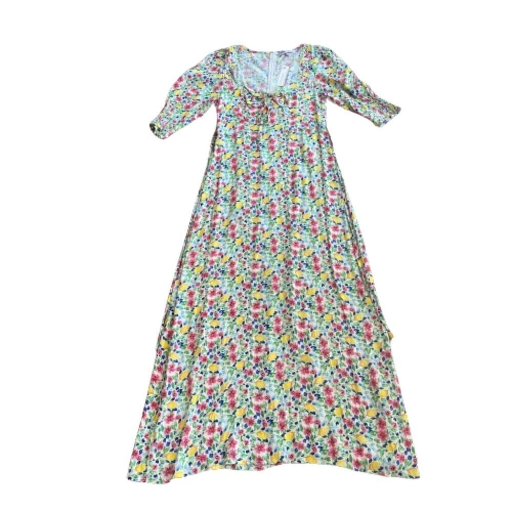 NWT Olivaceous Floral Maxi Dress Short Sleeve Colorful Sz Medium